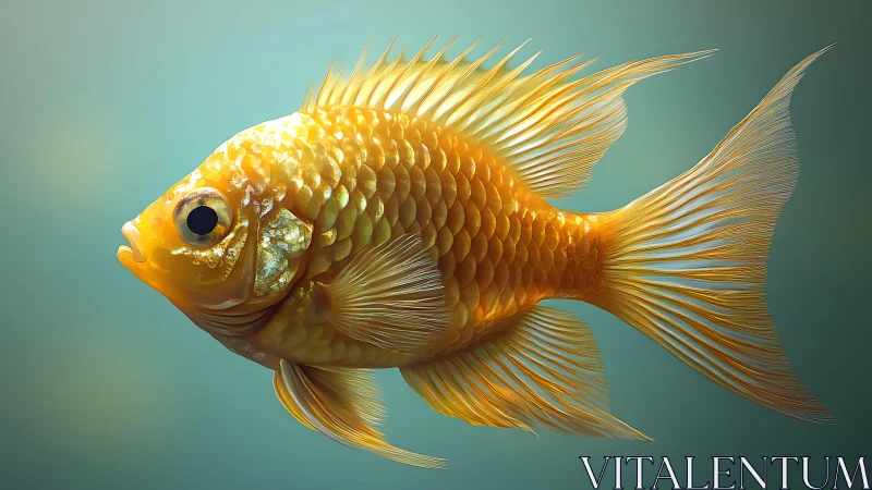 Vibrant goldfish with flowing fins in realistic digital art style.