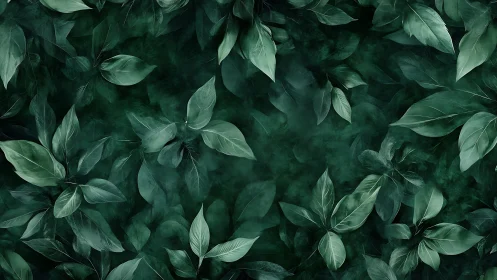 Digitally rendered botanical canopy forms layered emerald foliage