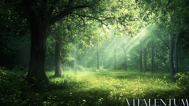 Sunlit Forest Cathedral with Towering Sentinels.