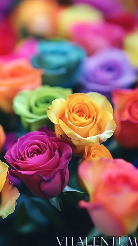 Rainbow Roses in Full Bloom: Nature's Colorful Gift.