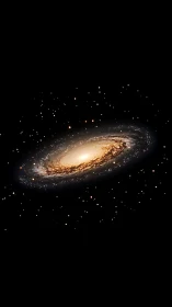 Spiral galaxy glow over deep black star field space.