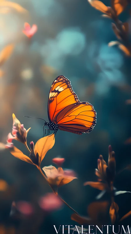 Sunlit monarch pauses mid-garden, scripting quiet orange music