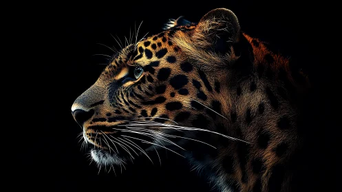 Leopard's Golden Gaze: Portrait in Shadow.