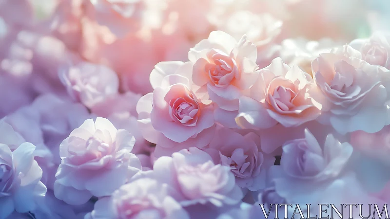 Sunlit Pink Roses in Soft Focus Bloom