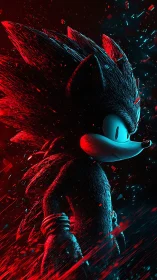 Kinetic side-profile of stylized speed creature in red flux.