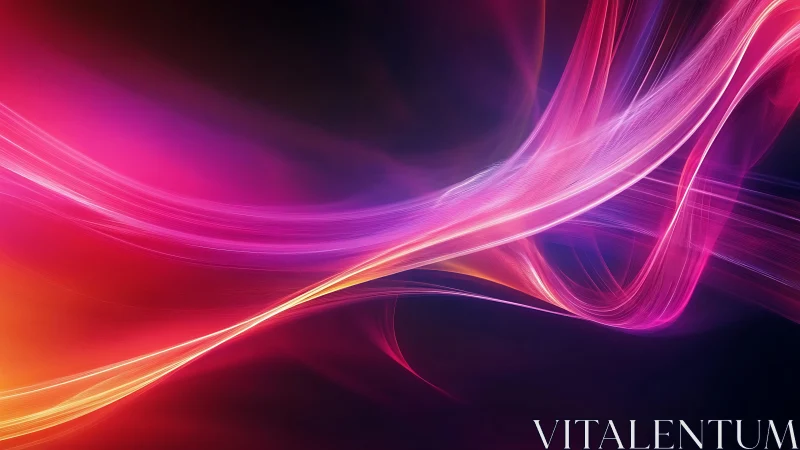 Vibrant flowing neon light waves in abstract digital art style.