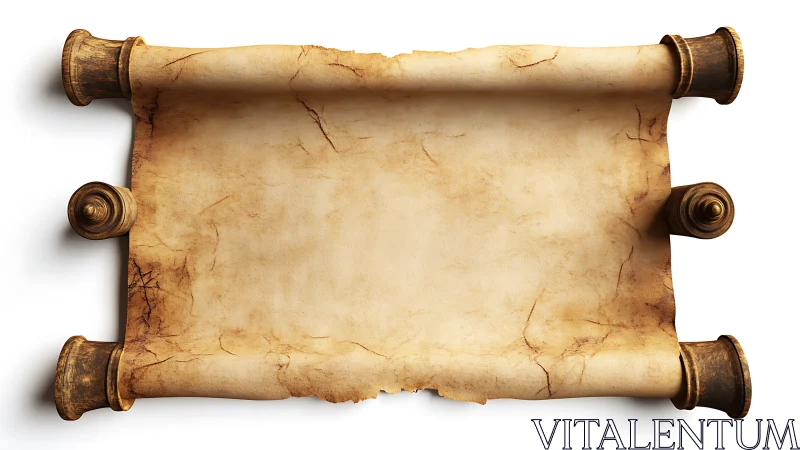 Horizontally oriented blank aged parchment scroll illustration.