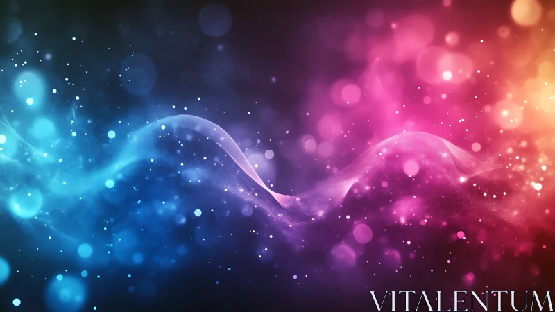 Chromatic stardust surfs a neon tide across the void