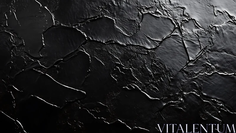 Abstract cracked black texture with glossy and matte details.
