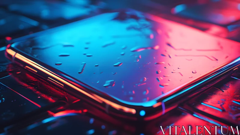 Sleek waterproof smartphone with neon lighting in futuristic style.