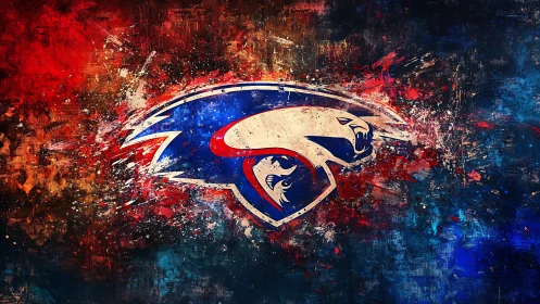 Roaring feline emblem shatters through molten cosmic paintstorm.