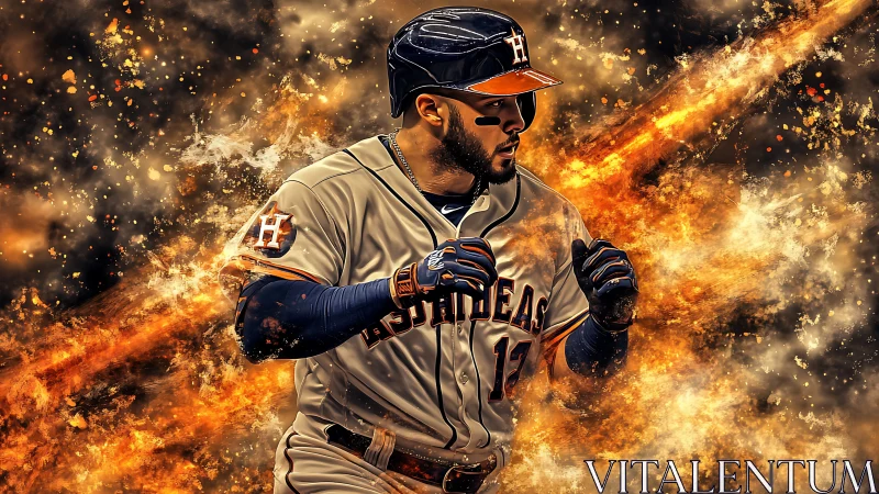 Dynamic baseball portrait in explosive digital painting style.