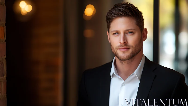 Corporate headshot portrait of confident young businessman.