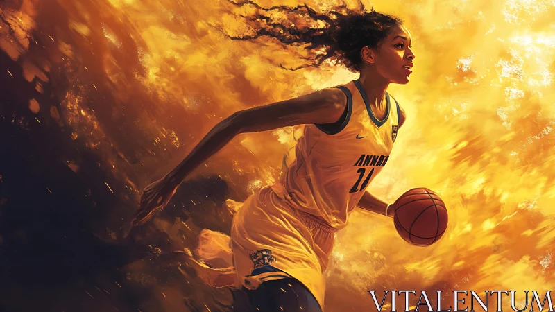Dynamic digital painting captures explosive basketball drive
