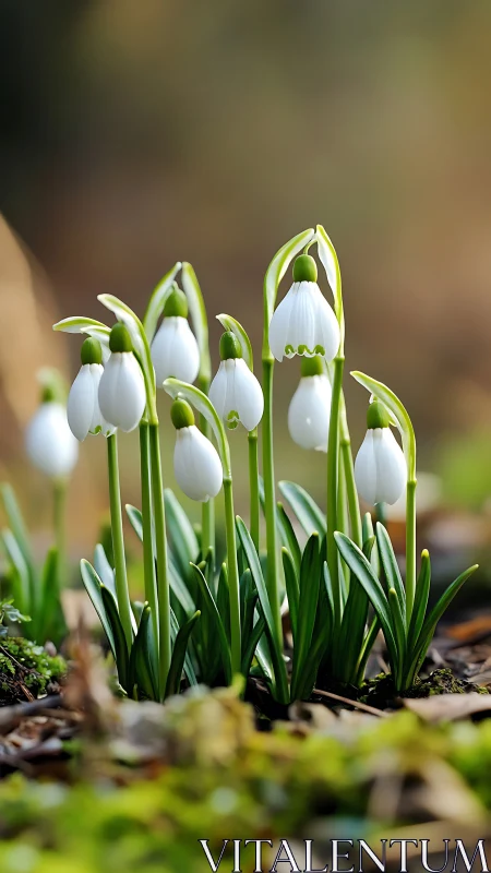 Snowdrops Blooming. Early Spring Harbingers.