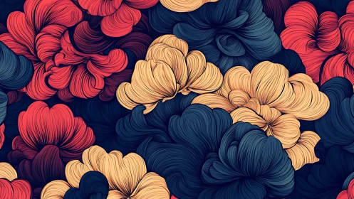 Velvet petal swirls in midnight, saffron, and ember bloom.