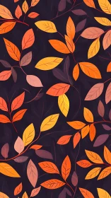Autumn leaf pattern over deep purple background.