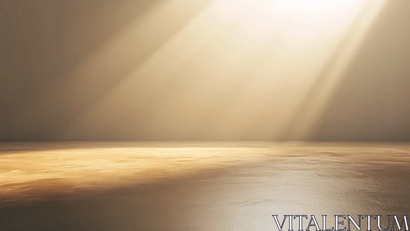 Sunlight rays illuminate smooth reflective floor surface