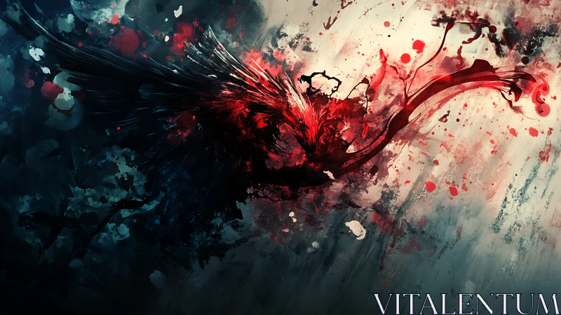 Digital abstract composition depicts fragmenting bird form