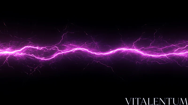 Magenta electric energy arc on black digital background.