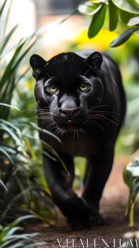 Black Panther's Gentle Gaze in the Garden.