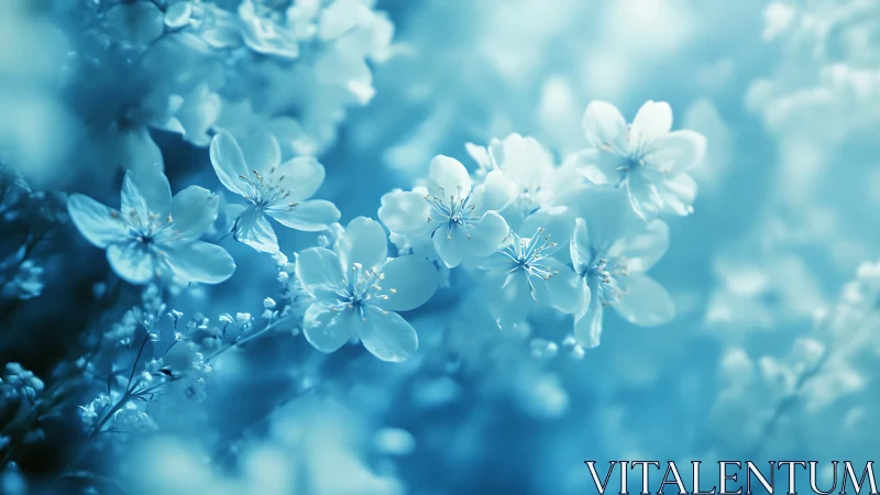 Delicate Blue Blossoms Bathed in Soft Light.