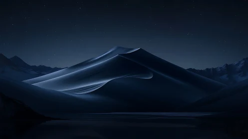 Moonlit dune drifts quietly between stars, water, and silence