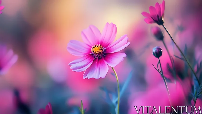 Magenta Cosmos Daisies in Dreamlight Reverie.