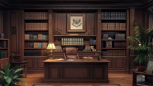 Mahogany thoughts gather quietly in this stately study chamber