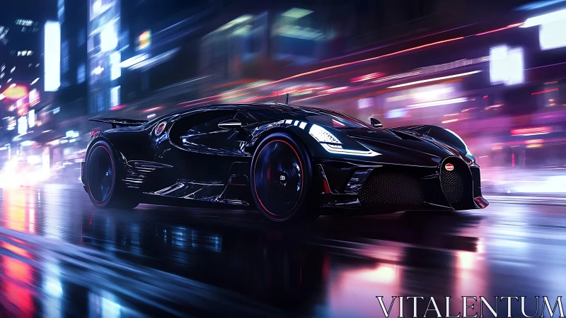 Night-slick hypercar slices neon rain like liquid lightning