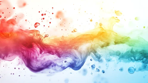 Multicolor liquid ink diffusion forming horizontal gradient.