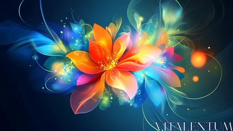 Vibrant abstract digital flower with glowing neon petals.