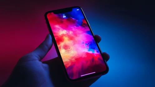 Neon Mobile Display: Vibrant Digital Light Composition