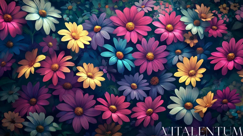 Polychromatic Daisy Composite with Radial Petal Architecture.