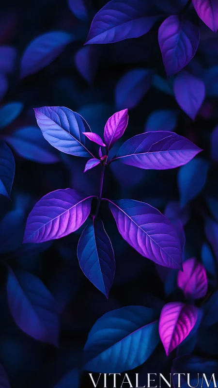 Neon purple foliage rendered in moody bioluminescent light.
