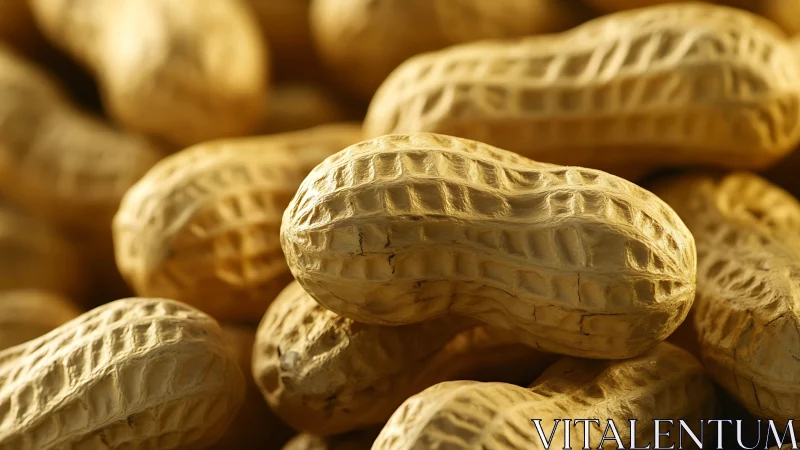 Whole peanuts in shell under warm directional lighting.