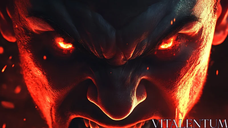 Thermally saturated demonic visage with emissive ocular flare.