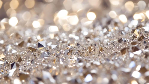 Sparkling Pile of Diamonds in Soft Bokeh Light, Macro Photography.