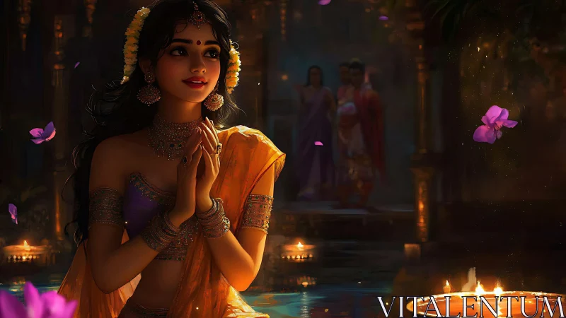 Lanternlit prayers drift gently through a jasmine-tinted night