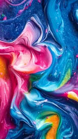 Swirled multicolor paint textures in close abstract composition.