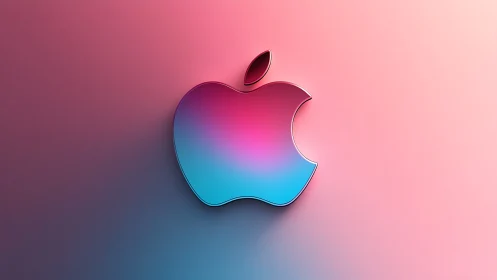 Gradient Apple Logo with Chromatic Depth Effect.