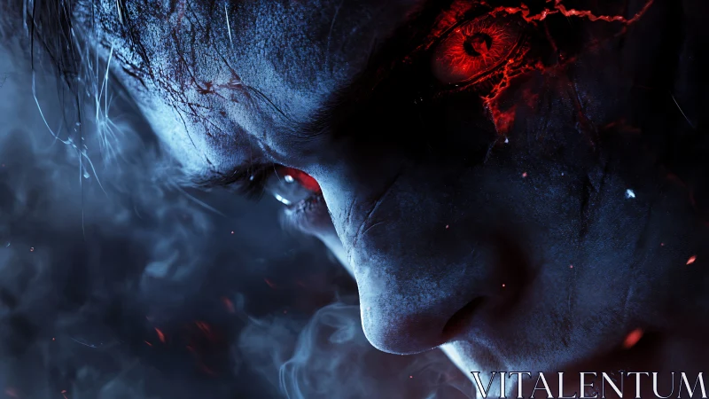 Infernal gaze carved in frostbitten flesh and embered veins.