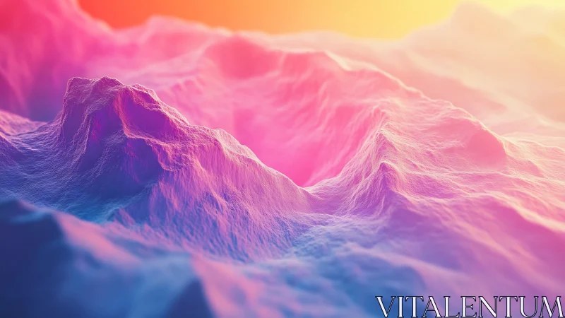Volumetric-lit neon terrain relief with soft gradient haze
