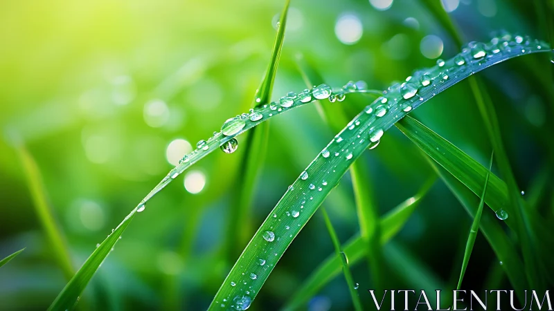 Dewdrop constellations strung along emerald morning blades.