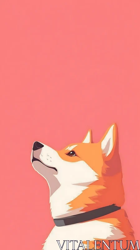 Minimalist digital corgi portrait with bold flat color field.
