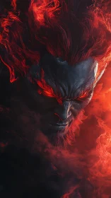 Volcanic demonic visage in high-contrast infernal render.