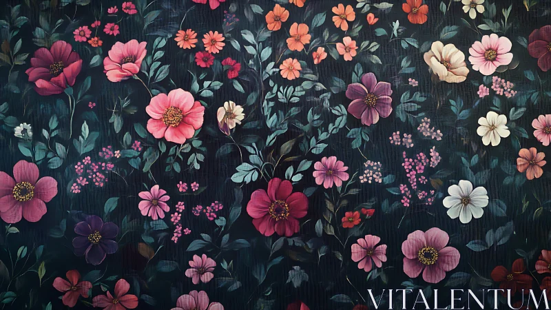 Midnight Garden Blooms Where Jewel-Toned Petals Dance Across Darkness