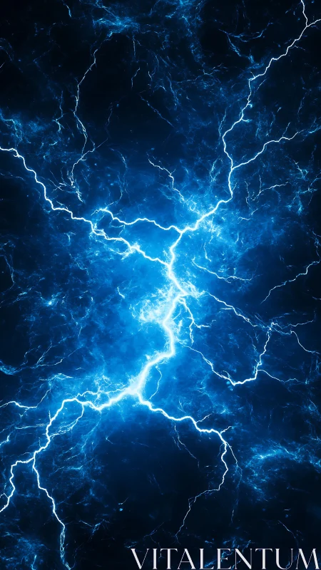 Electric discharge pattern forms across dark blue background