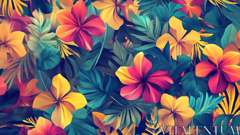 Vector floral composition with radial petal arrangement and chromatic gradient transitions.