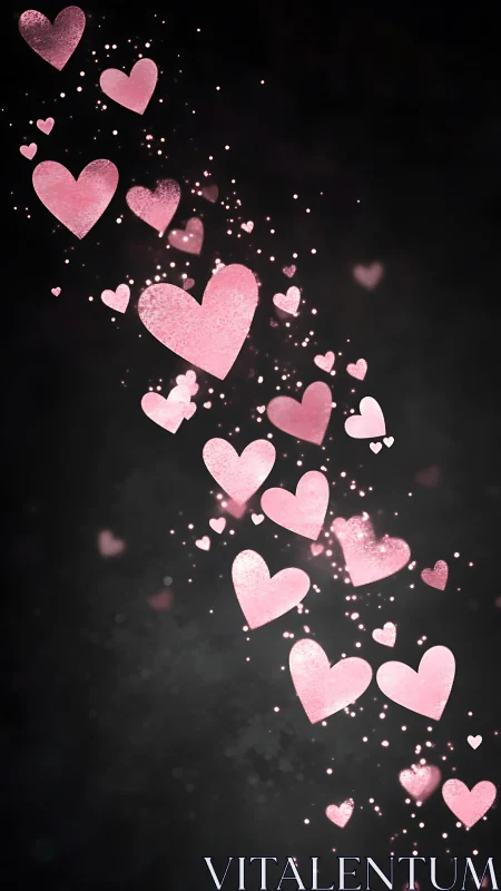 Luminous Hearts in Cascade: Glittering Bokeh Composition.